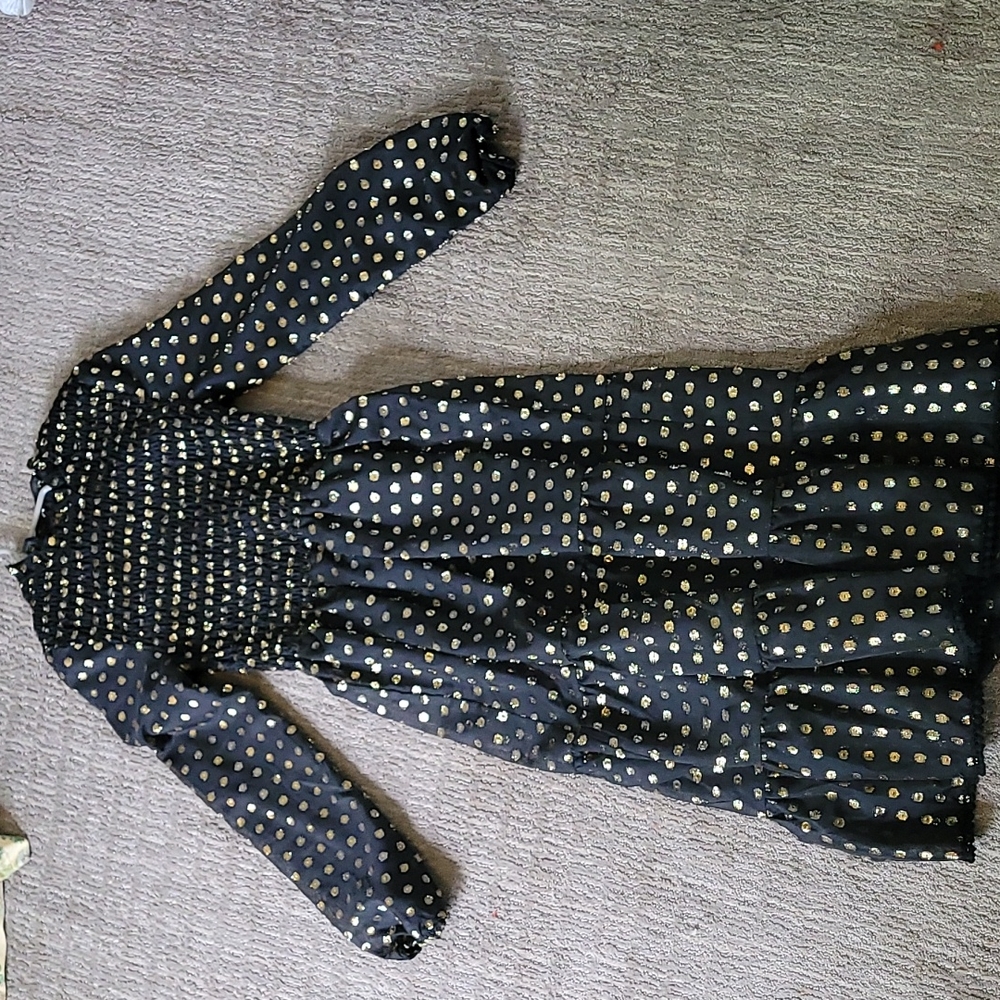 Black and gold smocked top dress